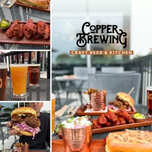 Beer, Wings and Chicken sandwich at Copper Brewing Co